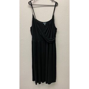 Modcloth Dress Womens 4X Black Midi Black  Faux Wrap‎ Stretch LBD V-Neck